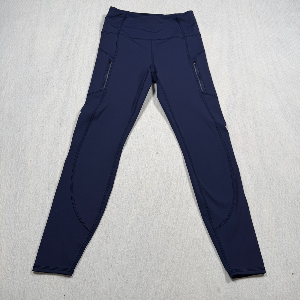 Athleta Rainier Tight Navy Blue High Rise Reflective Running Leggings Small S